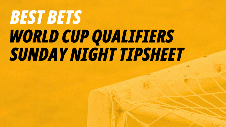 Betfair banner showing the best bets for Sunday's World Cup qualifier games in Europe